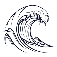 Naklejka premium Stylized japanese wave illustration
