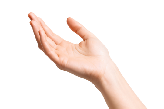A delicate open hand gesture, symbolizing openness and invitation.