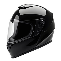 Fototapeta premium Sleek Black Motorcycle Helmet with Clear Visor Provides Safety and Style for Riders on the Road Ahead