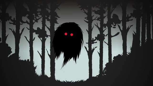 spooky shadow mothman flying in the forest