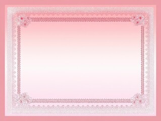 Pink lace-trimmed frame with floral accents. Pale pink gradient background