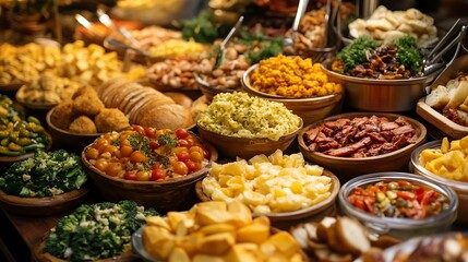 Fototapeta premium A variety of food items are displayed in an appetizing way