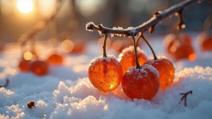 Snowy Fruit Art Scene Picture