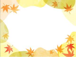 和風　紅葉のフレーム背景テクスチャあり