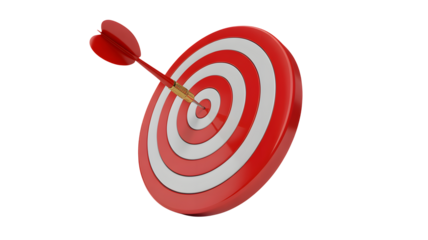 Red dart hitting bullseye target, achieving goals and business success concept