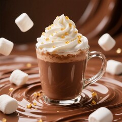Hot Chocolate with Whipped Cream and Marshmallows
