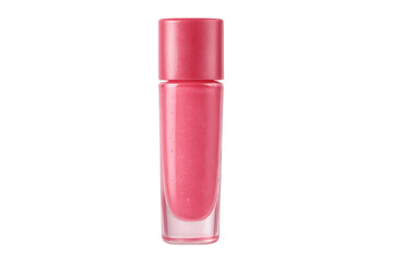 Pink nail polish bottle on transparent background, beauty product photography