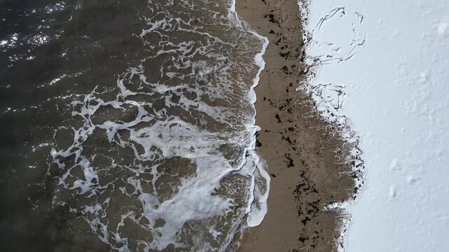 Winter Beach Flyover Top Down