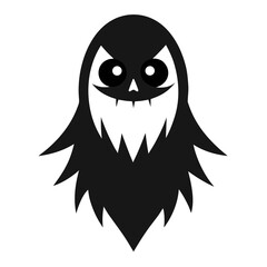 Spooky black ghost with sharp teeth and big eyes