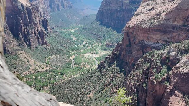 View from top of Angel's Landing hike in zion national park utah during summer