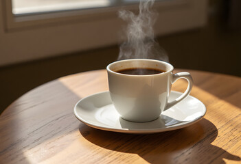 Obraz premium Steaming Cup of Coffee A Moment of Warmth