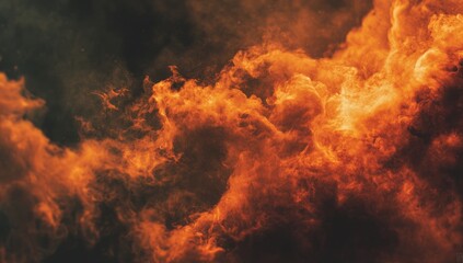 Fototapeta premium Fiery, swirling clouds of smoke and fire against a dark backdrop