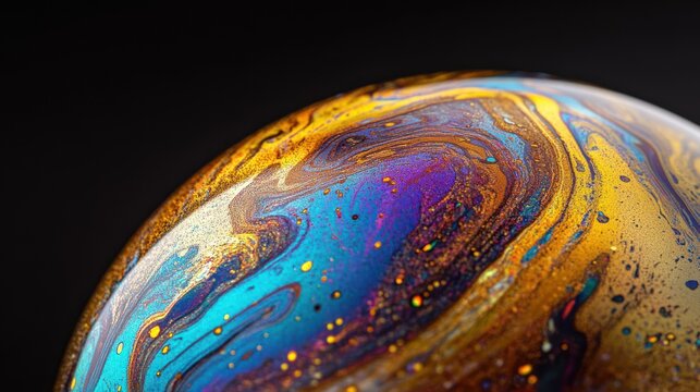 Abstract sphere with swirling colors - Powered by Adobe