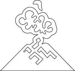 Volcanic Icon. A Striking Minimalist Eruption and Mountain Silhouettes Depicting the Fiery Majesty of Nature’s Geological Powerhouses, Featuring Diverse Eruption Scenes with Ash Clouds and lava bursts