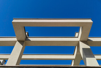  Concrete Rooftop Against Clear Blue Sky &ndash; Low Angle Perspective