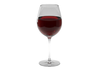 A Single Glass of Ruby Red Wine Elegance and Depth in a Crystal Goblet on transparent background