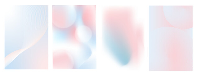 淡いピンクとブルーのグラデーション背景デザインセット | Gradient Background Design Set in Soft Pink and Blue