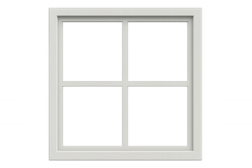 White window frame with transparent background, perfect for showcasing views or creating composite images