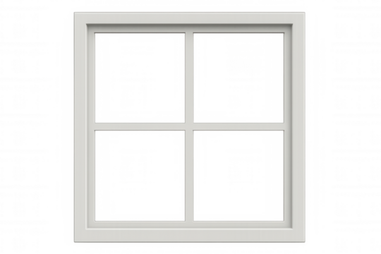 White window frame with transparent background, perfect for showcasing views or creating composite images