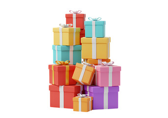 Obraz premium A Colorful Pile of Presents on transparent background