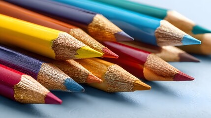 Close-up view of colorful pencils.