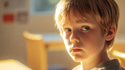 Close-up portrait of a young boy.
