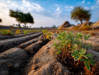 Rows of young plants basking