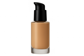 Foundation makeup bottle on transparent background, beauty product photography