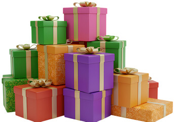 Obraz premium A Colorful Collection of Wrapped Gifts on transparent background
