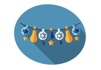 Hanukkah Celebration Banner with Stars of David and Candles