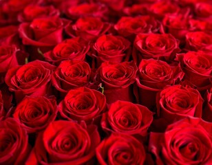 Close-up of many vibrant red roses (1)