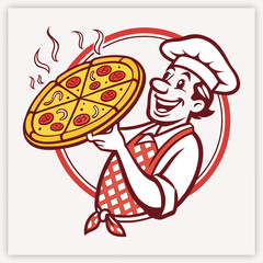 cartoon chef with pizza