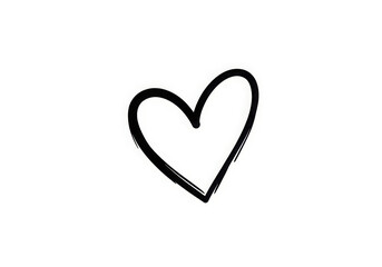 Handdrawn black heart symbol isolated on white background