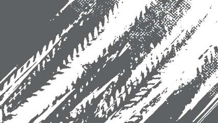 Grunge black tire print vector for racing drift or rally designs. Wheel track texture in black with gritty grunge vector effect