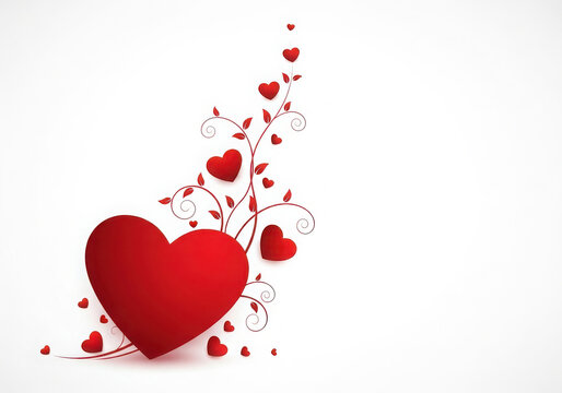 Naklejki Large red heart with floral swirl decoration isolated on white background