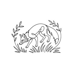 Elegant fox walking through grass and foliage animal wildlife