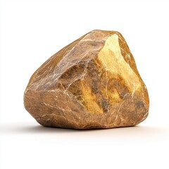 Golden Rock on White Background Detailed 3D Render