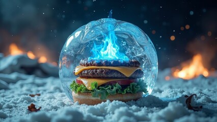 Flame Burger Art Scene