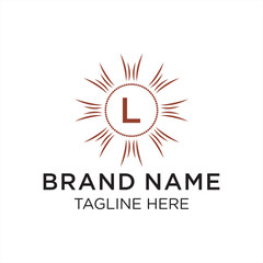 Initial letter L serif font logo design, green nature graphic icon concept