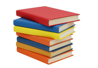 Stack of colorful books isolated on transparent background