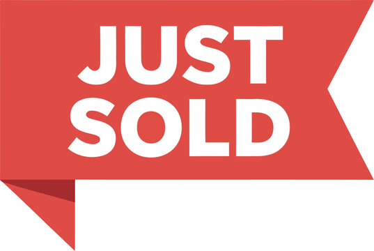 Red ribbon banner announcing just sold property in real estate business