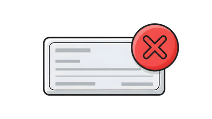 Payment Declined Cheque button icon for erp Rejected Check Badge for ERP Failed Transaction Check Illustration 