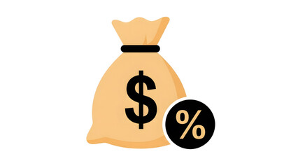Money Bag with Percentage Icon Interest Fee Bag UI Icon Price Reduction Money Sack Icon 