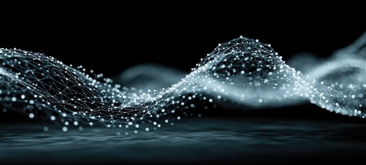 Abstract digital wave of interconnected particles