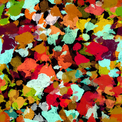 Abstract digital painting Multicolored shapeless painterly strokes Blurry painted seamless pattern in bright colors Grunge effect Grainy multicolor background