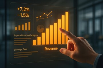 Futuristic Business Revenue Growth Dashboard with Financial Performance Indicators
