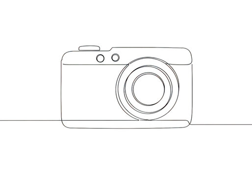 Continuous line drawing of a camera isolated on transparent background