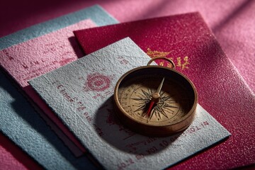 Authentic Travel Documentation and Compass with Peru Colombia Elements for Modern Adventure Marketing and Social Media Campaigns Inspired by South America