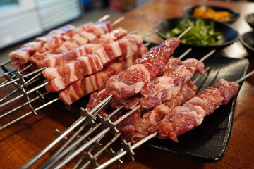 Grilled Lamb Skewers on a BBQ Grill