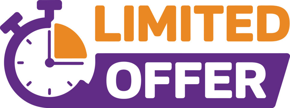 Limited offer with stopwatch icon representing time sensitive deal or promotion